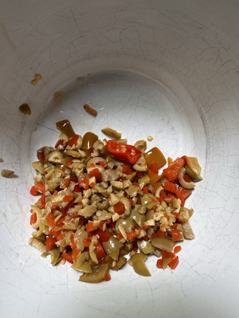 Diced onions and peppers