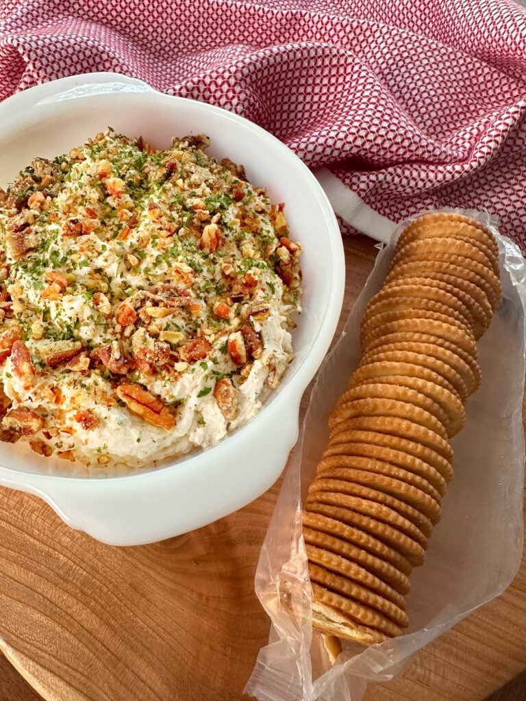 Chicken Spread next to a sleeve of Ritz crackers