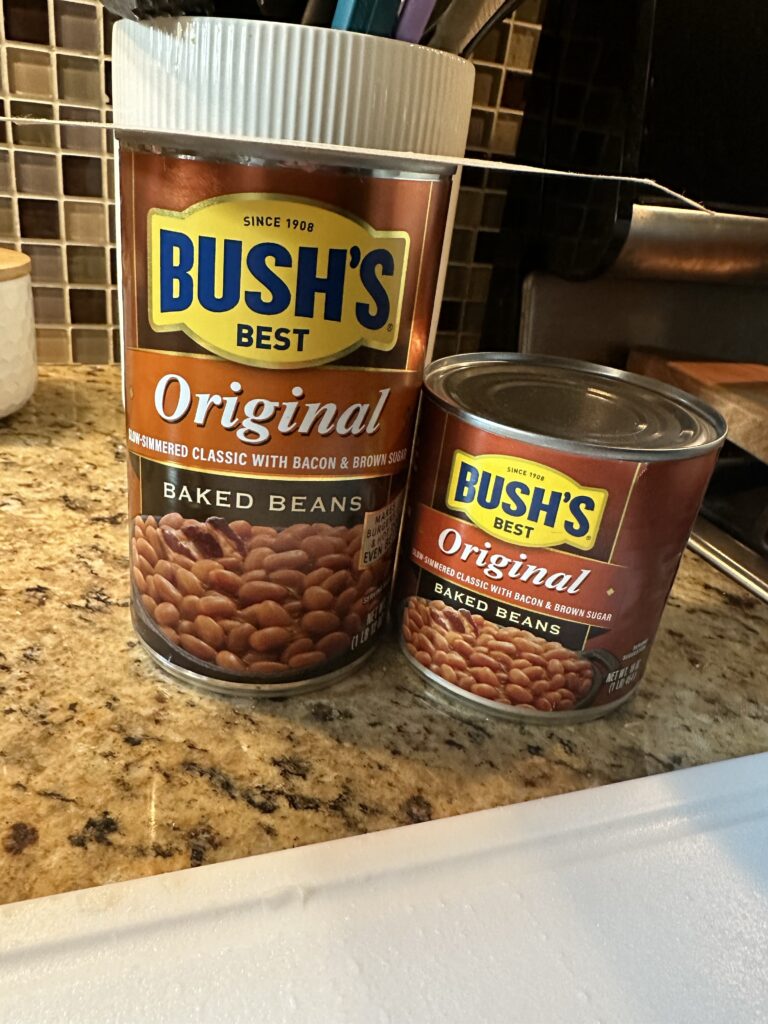 Two cans of Bush's baked beans