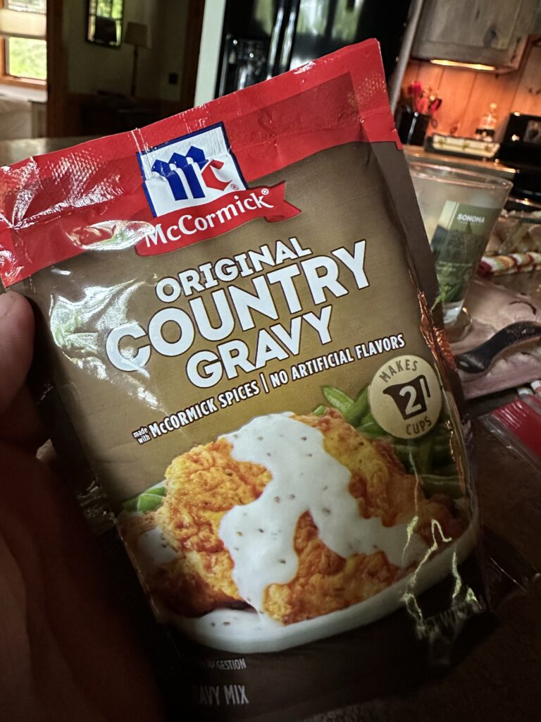 A package of McCormick original country gravy