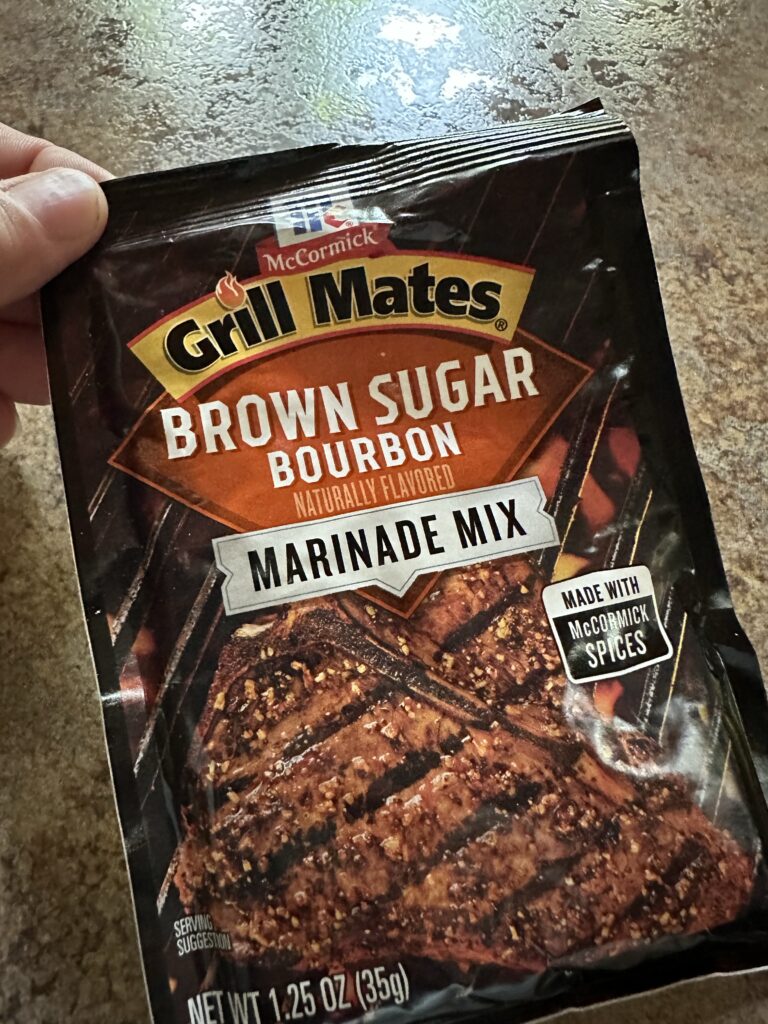 A packet of brown sugar marinade mix