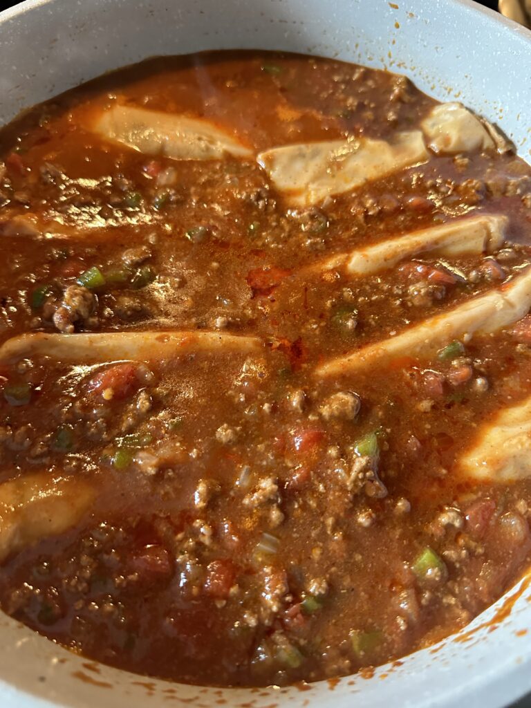A close up of the Tex Mex skillet components in a pan