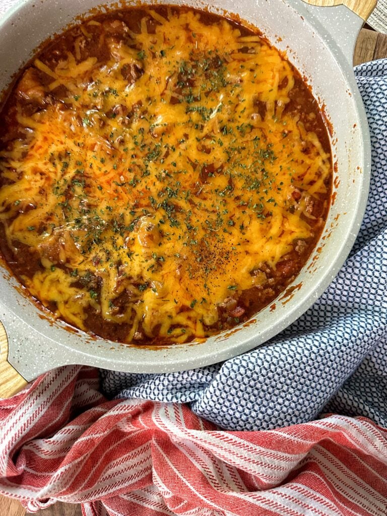 Easy Tex Mex skillet in a white dish