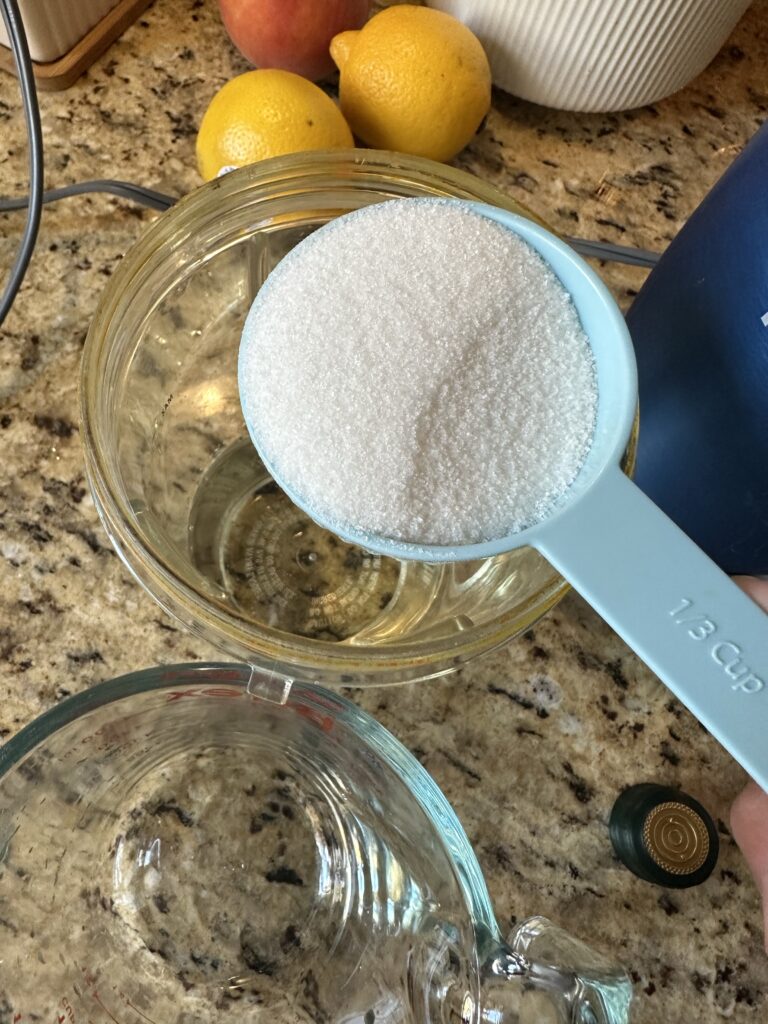 Sugar in a 1/3 measuring cup