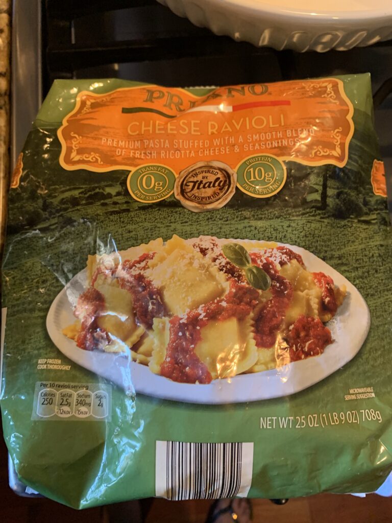 A package of cheese ravioli