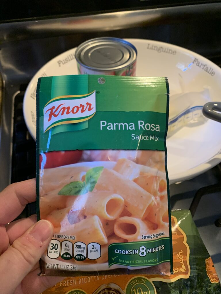 A package of Parma Rosa sauce mix