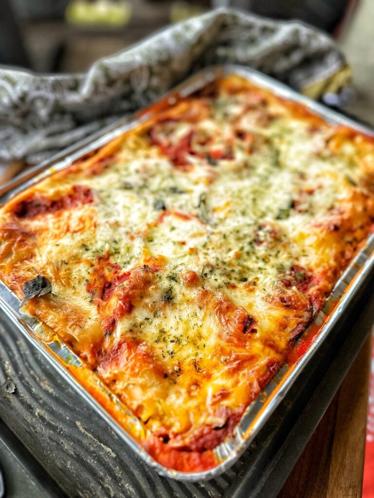 Classic lasagna in a baking dish