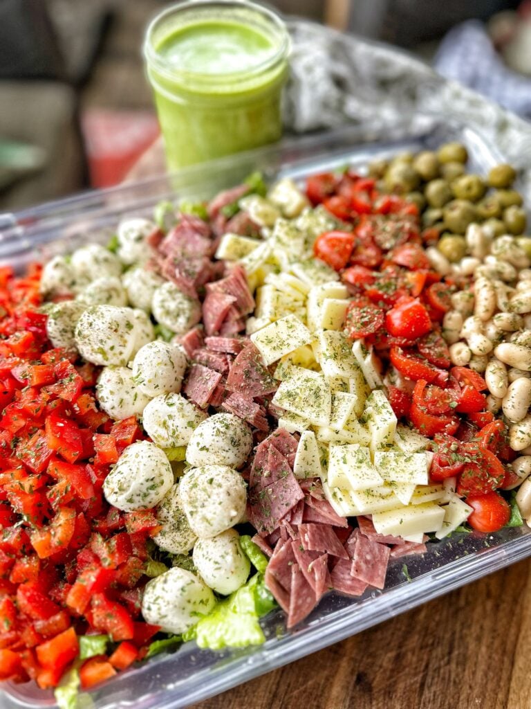 Italian salad with meets, cheeses, and vegetables