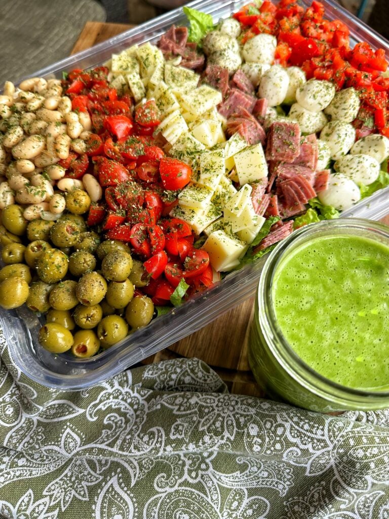 Italian Salad with Sweet Basil and Onion Dressing