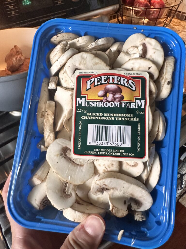 A package of sliced mushrooms