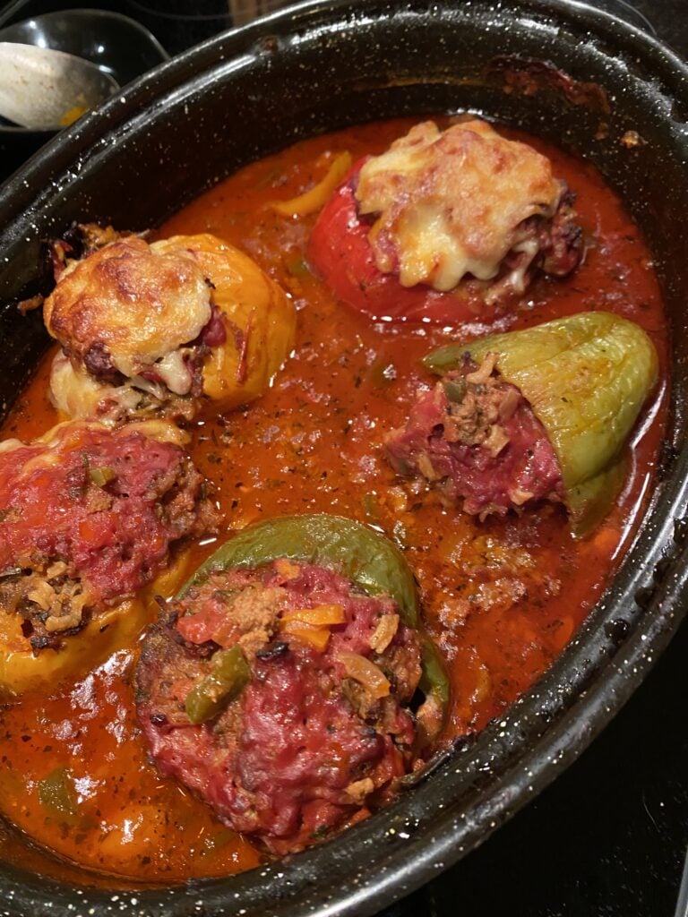 Stuffed peppers in red sauce