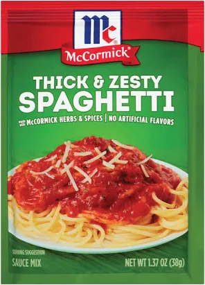 A McCormick spaghetti sauce packet
