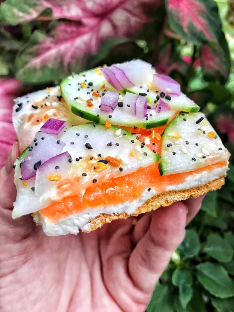 A slice of Everything But the Bagel Flatbread