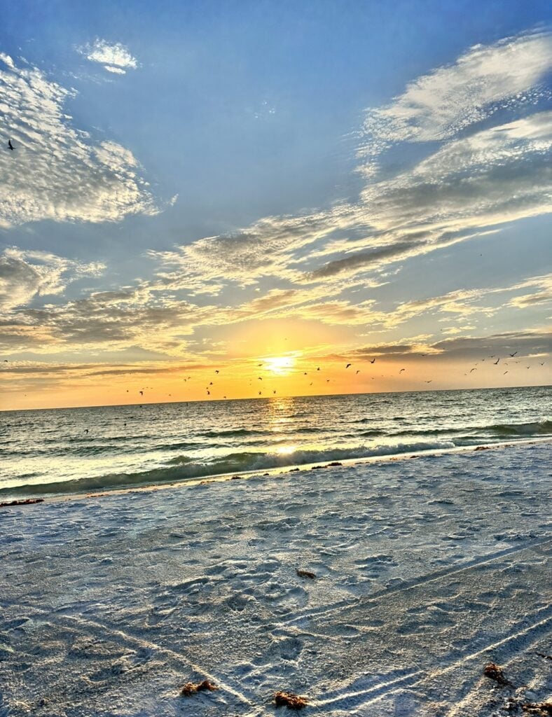 A sunset over the ocean.