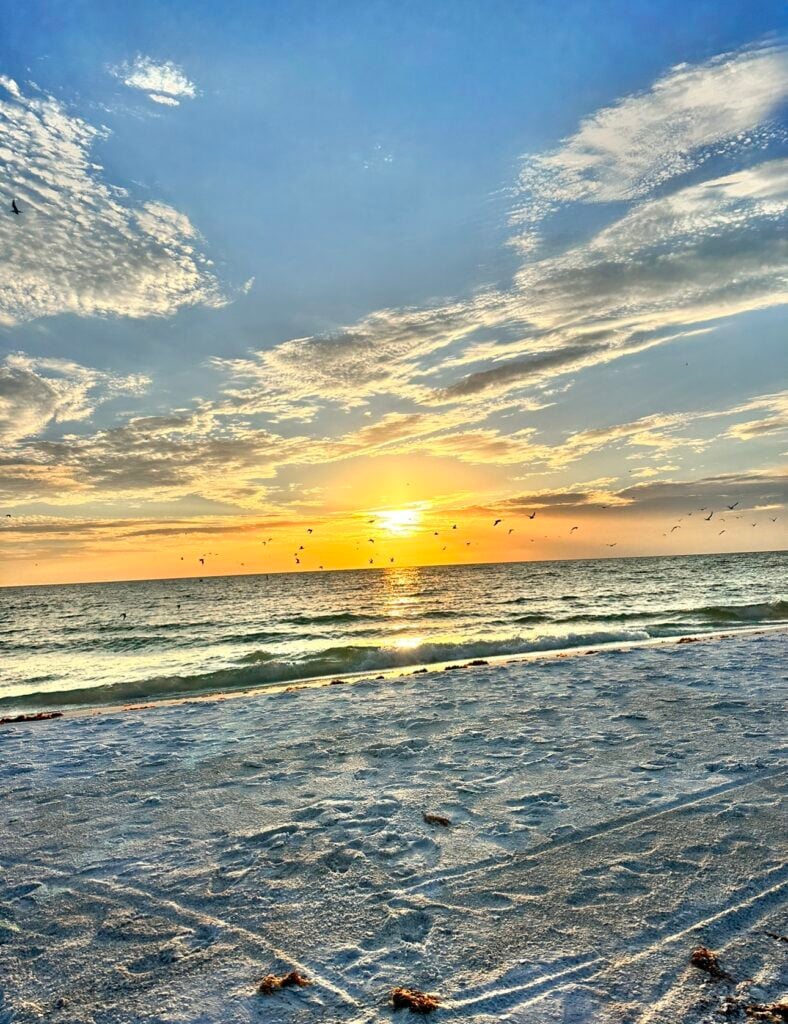 A sunset over the ocean.