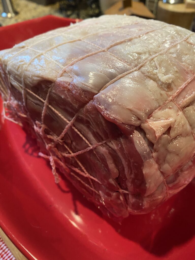 Close up of the raw rib roast