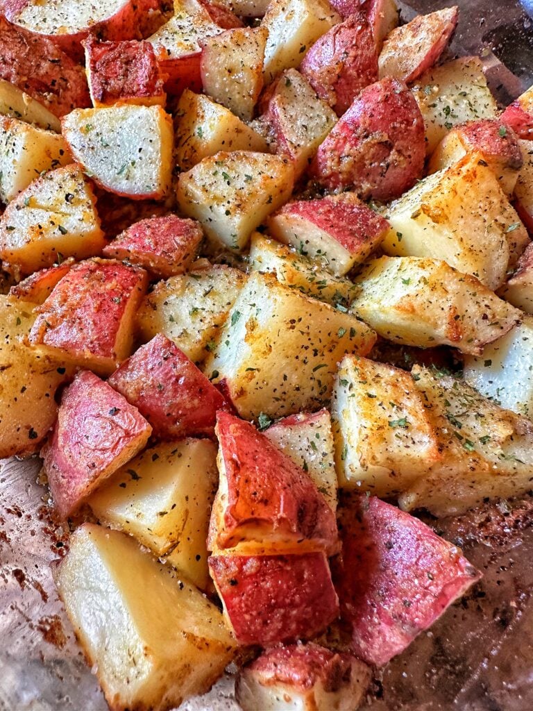 Completed herb roasted potatoes poupon