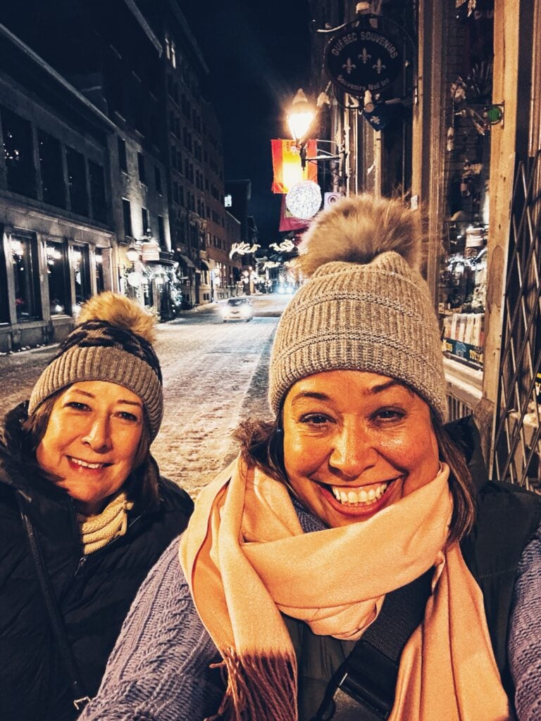 Mom and me in Montreal at night