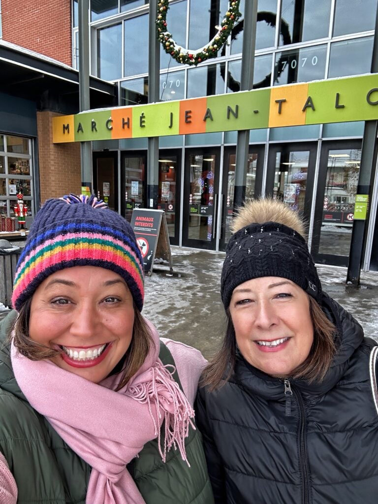 Mom and me outside a market in Montreal