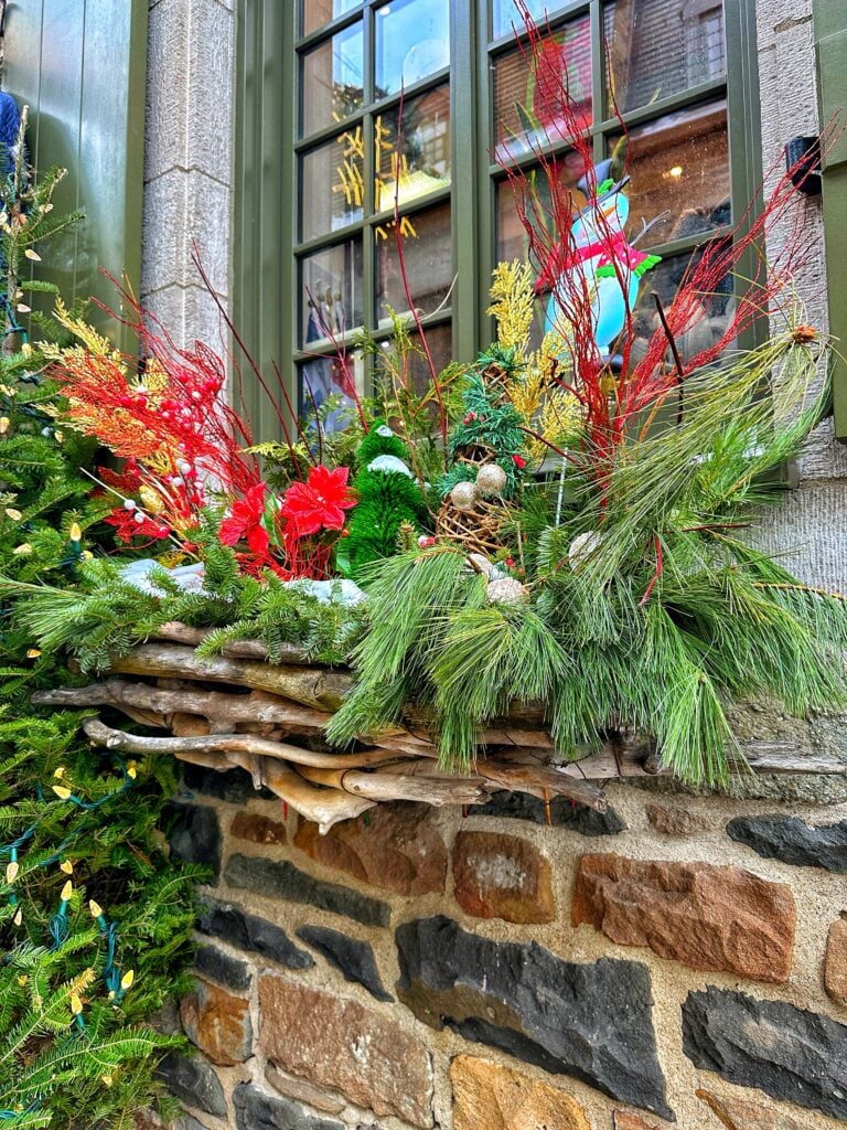 Christmas decorations on a window sill