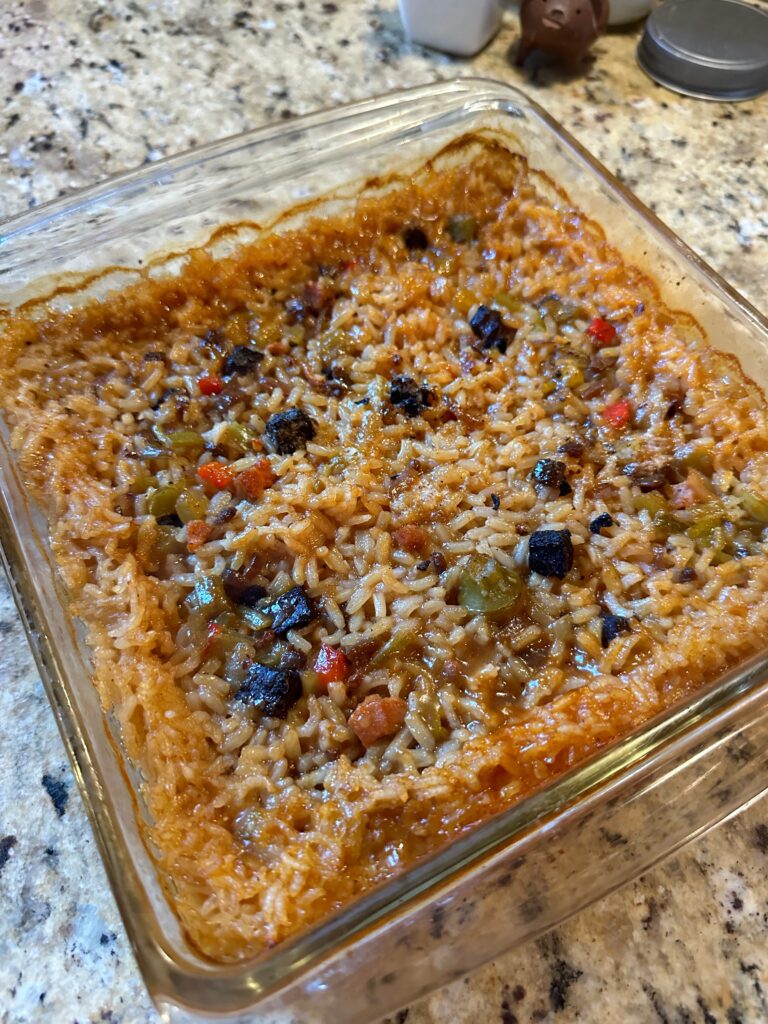 The crispy baked rice dish