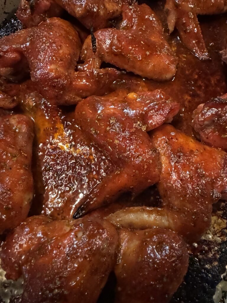 The finished chicken wings