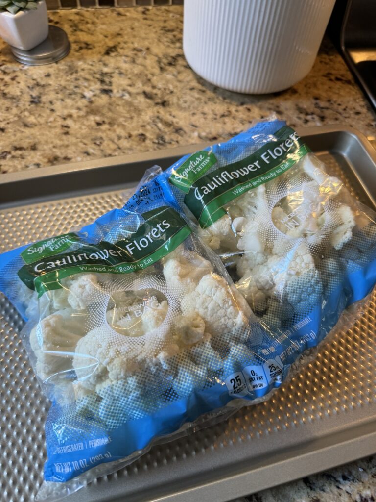 Two packages of cauliflower florets