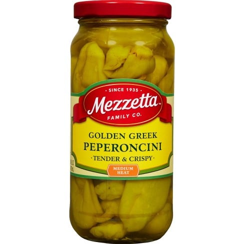 A jar of Golden Creek peperoncini peppers