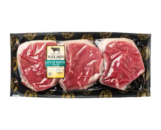 A package of three eye of round steaks