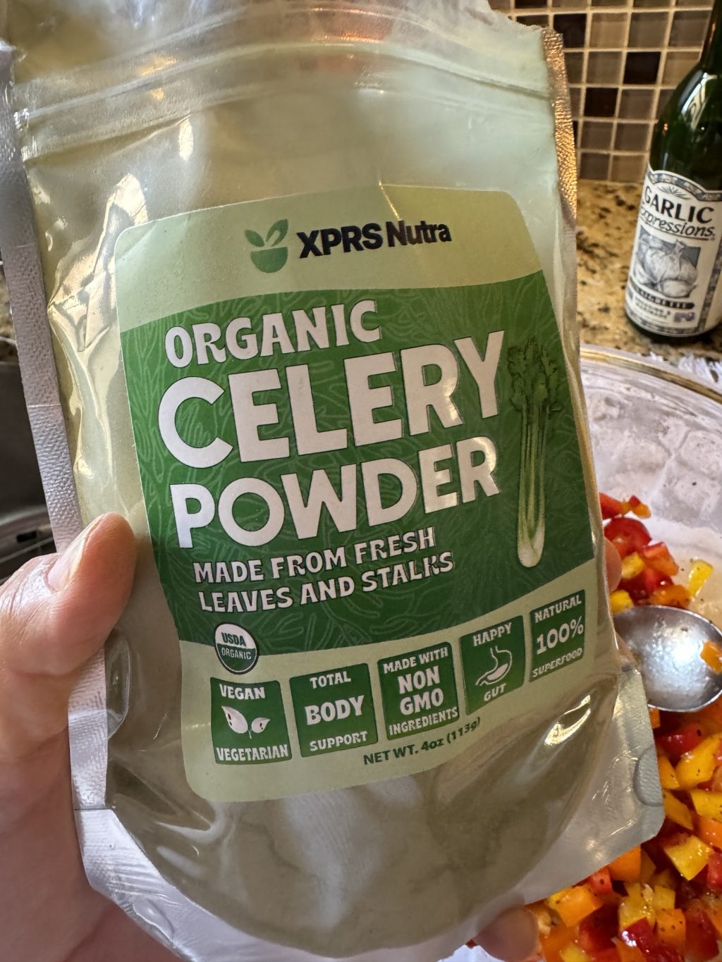 A package of organic celery powder