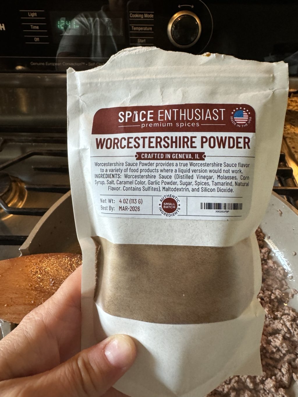 A package of Worcestershire powder