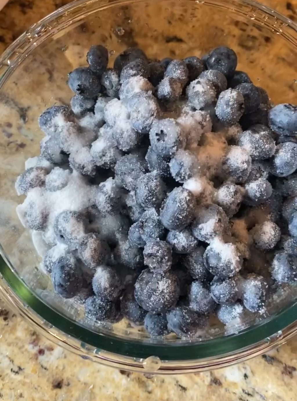 blueberries macerating in sugar