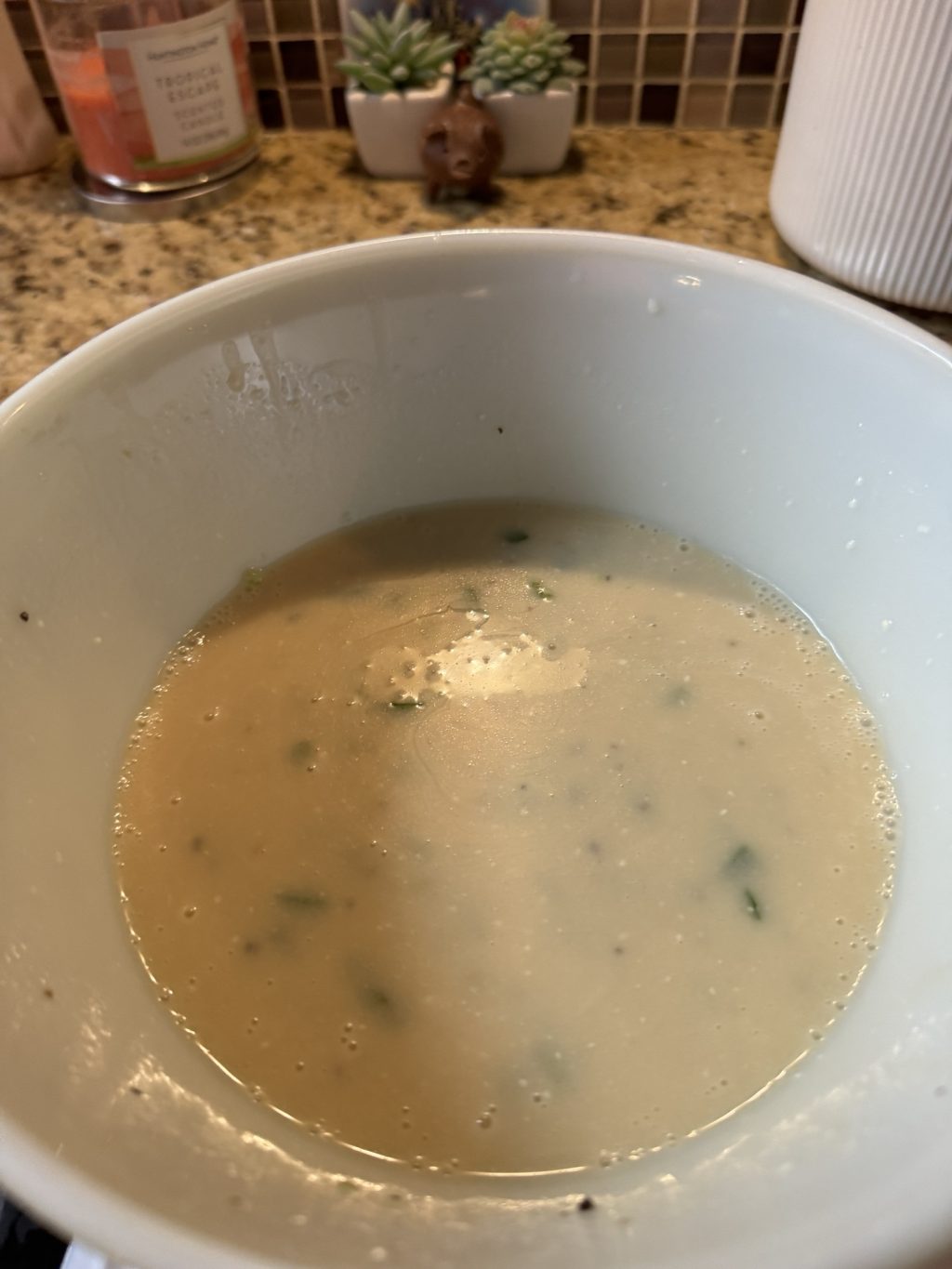 The salad dressing in a bowl
