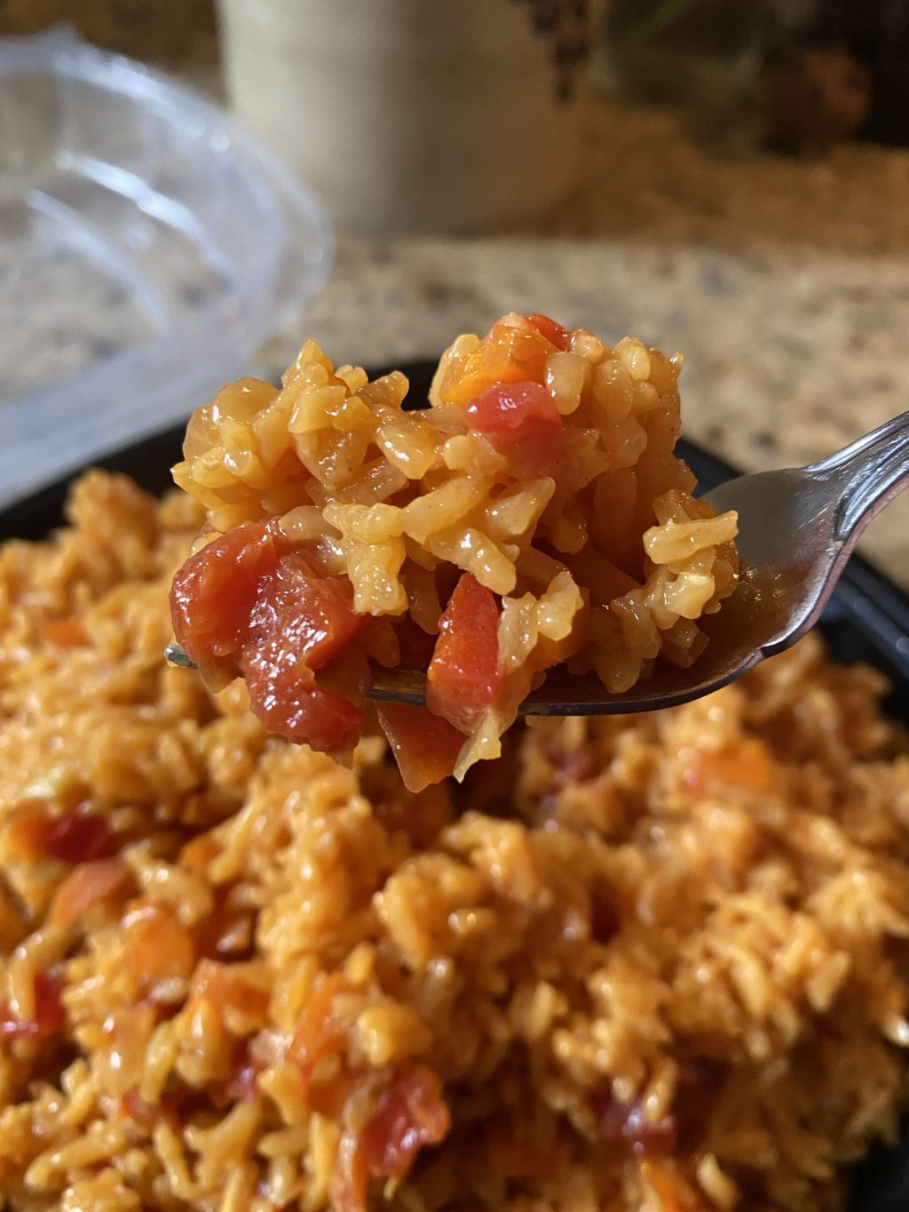 A forkful of Instant Pot Spanish Rice