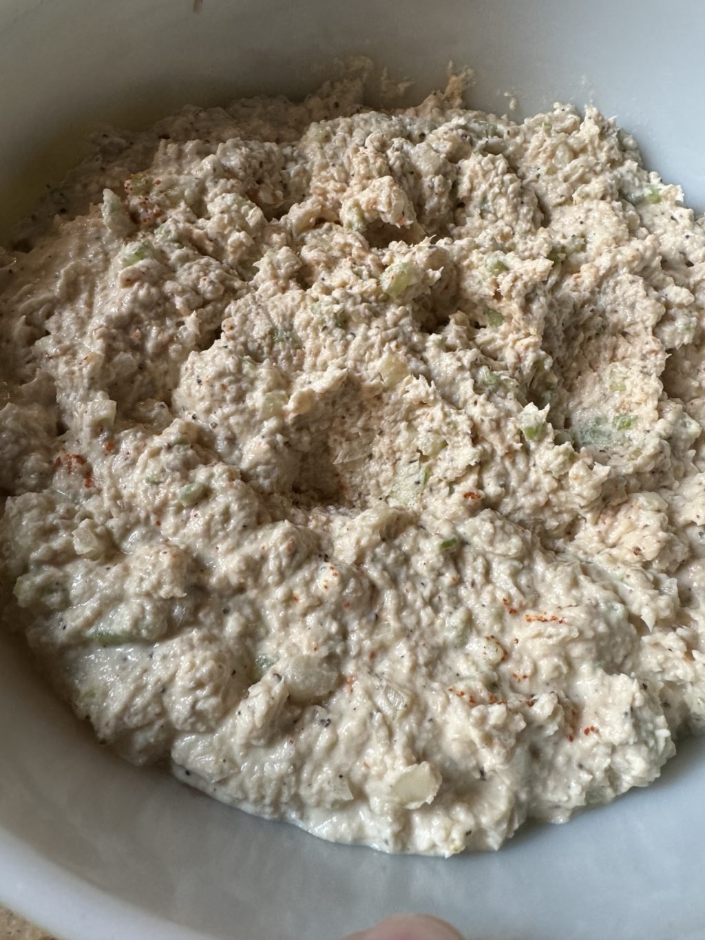 A close up shot of chicken salad