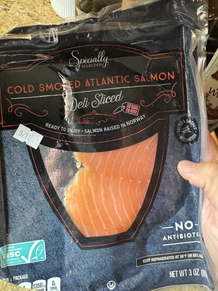 A package of cold smoked Atlantic Salmon
