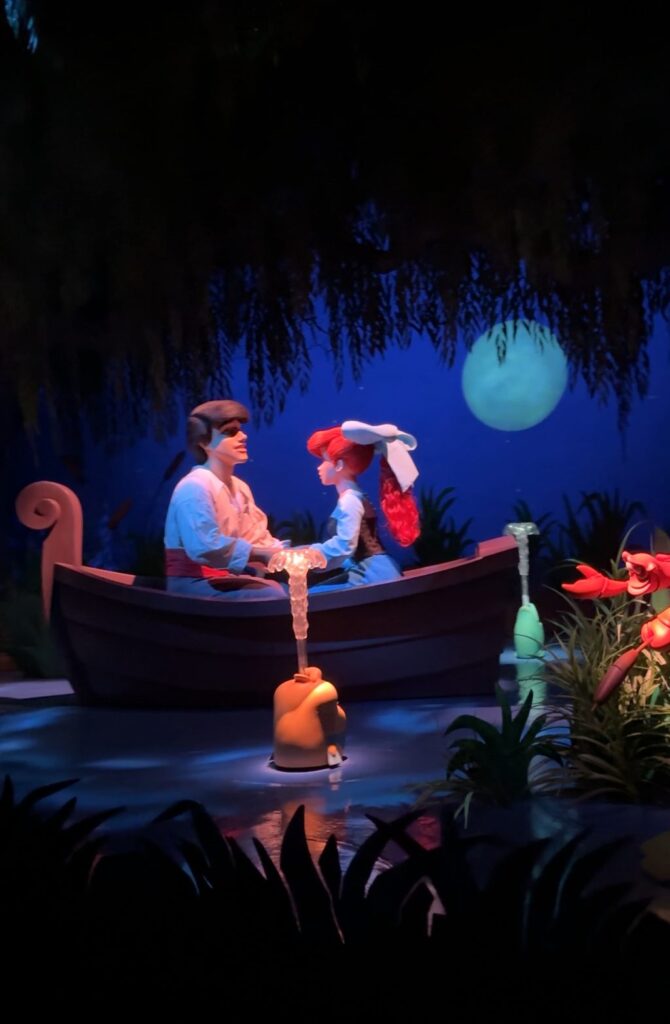 Animatronics of Ariel and Prince Eric from The Little Mermaid.