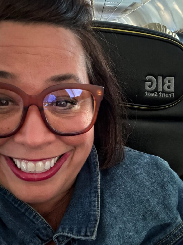 A selfie I took while flying on Spirit Airlines.