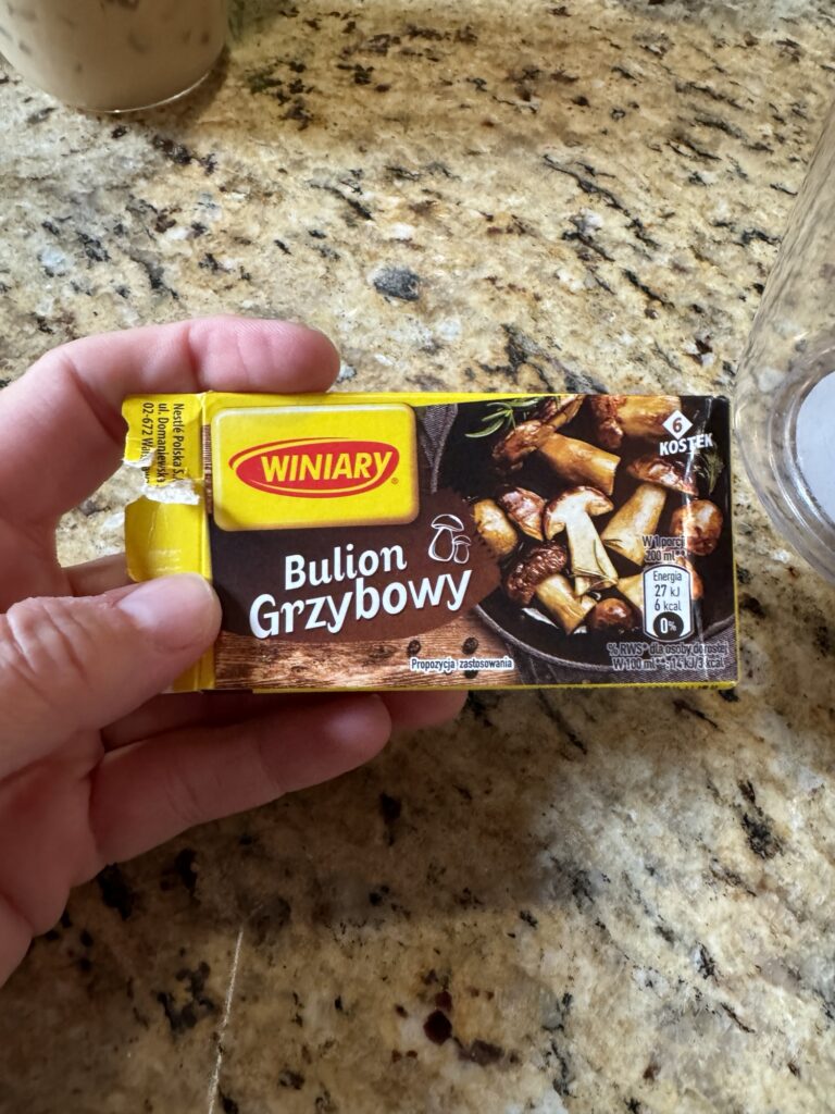 A package of Polish language mushroom bouillon. 