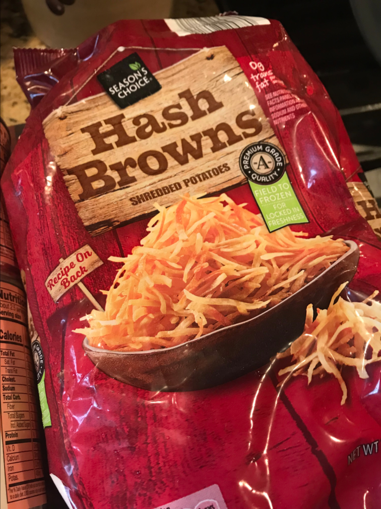 A bag of frozen hash browns.