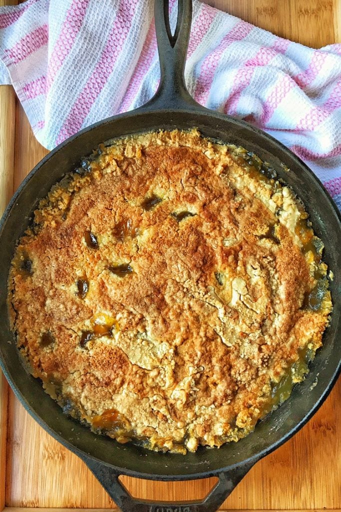 Cobbler in a cast iron skillet.