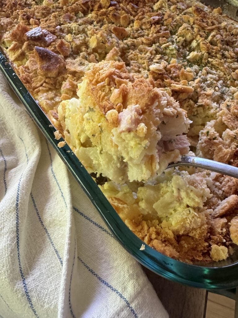 Eggs Benedict Hash Brown Casserole.