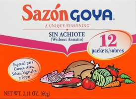 A package of Sazon Goya seasoning.