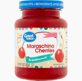 A jar of maraschino cherries.