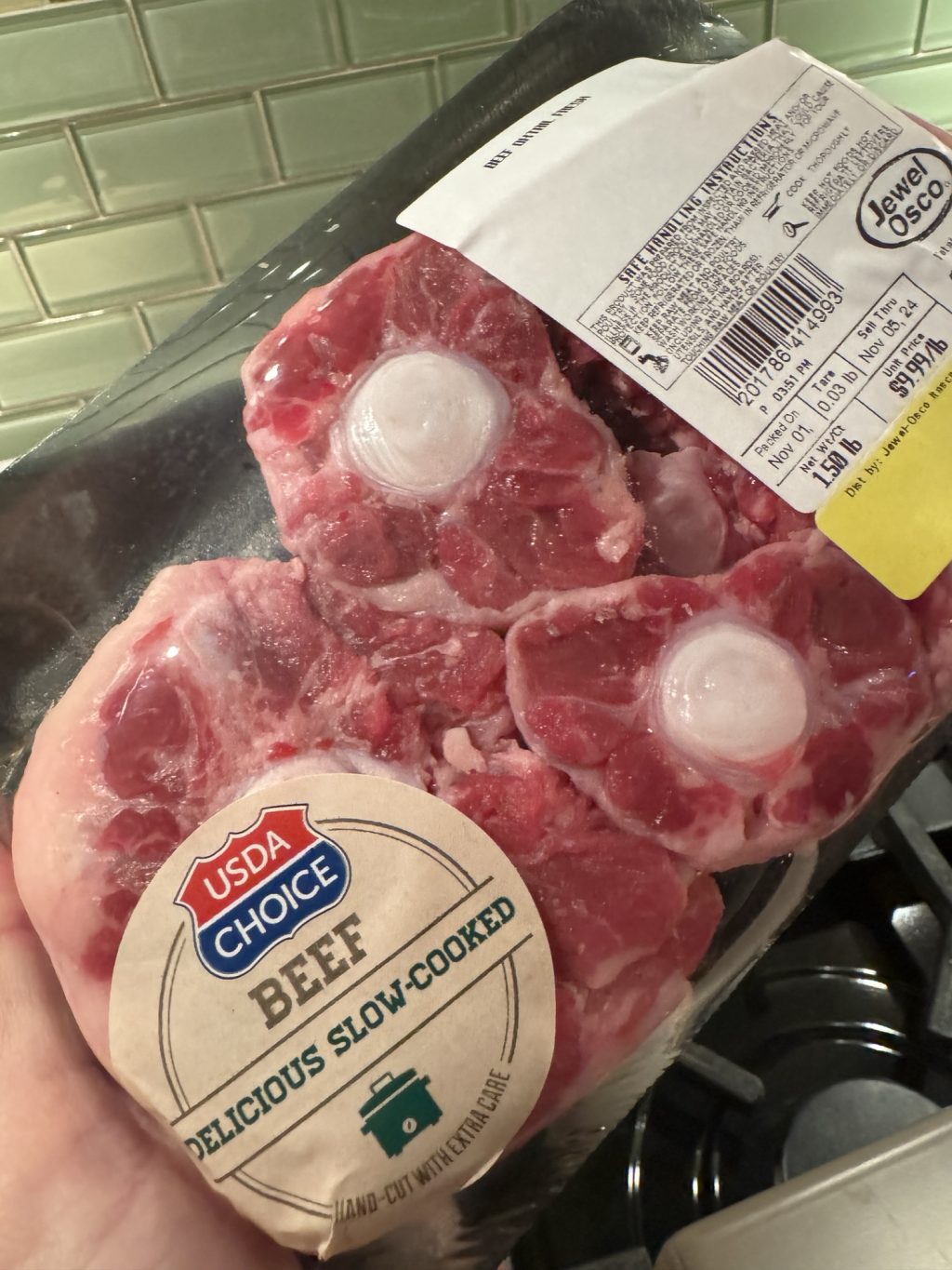 A package of USDA Choice beef ox tails.