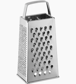 A metal box grater