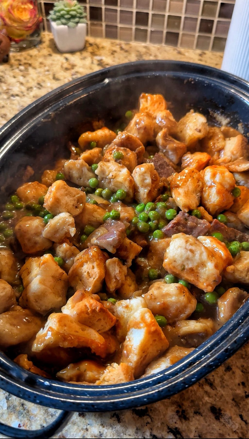 A close up of the finished dish with all of the components mixed together.