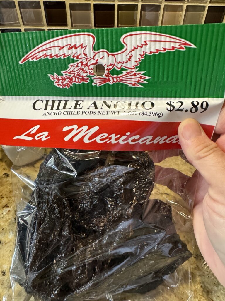A package of dried Ancho chiles