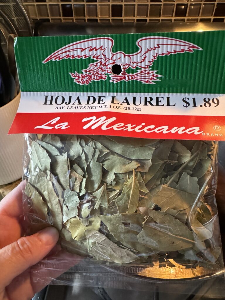 A package of dried bay leaves