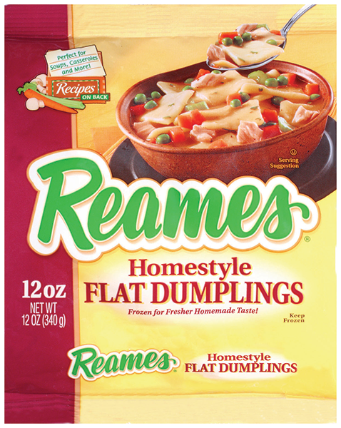 A package of Reames homestyle fllat dumplings